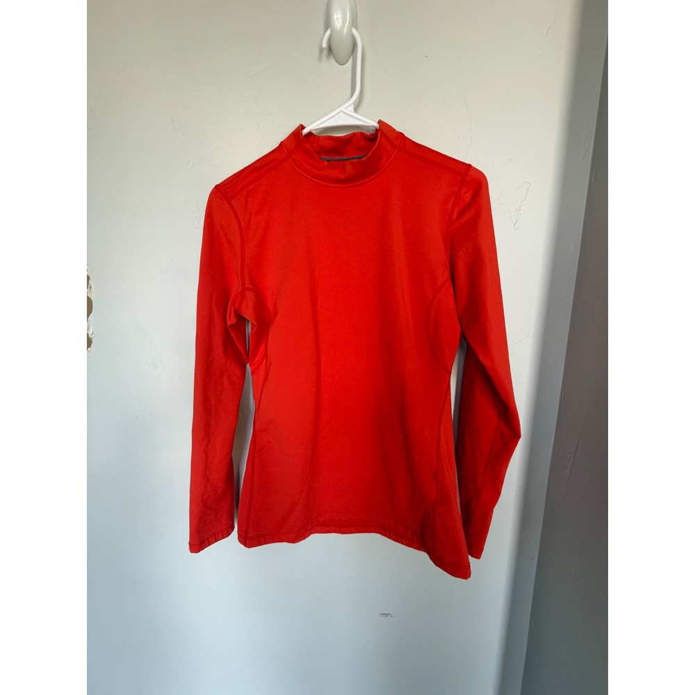 Baleaf Womens Red Fleece Lined Thermal Mock Neck Long Sleeve Running Top Size M